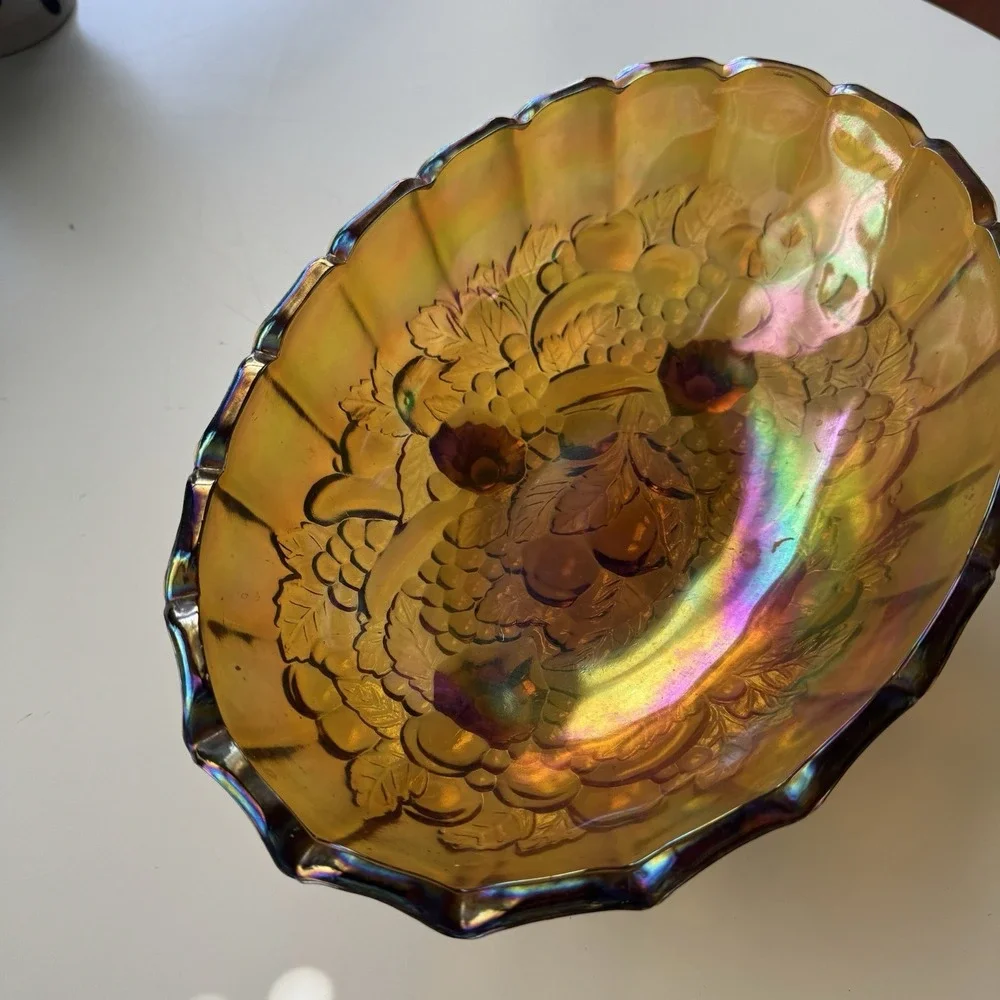 VTG Indiana Carnival Glass Footed Fruit 12